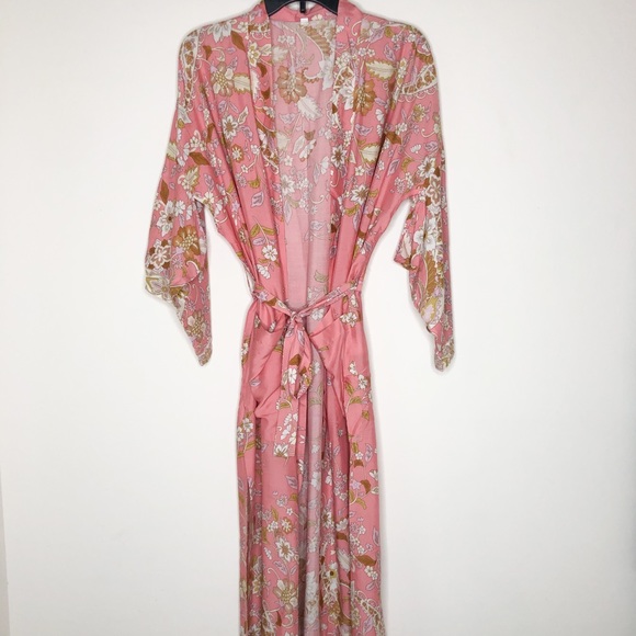 Swimwear cover up pink floral boho kimono - Picture 6 of 8